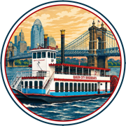Queen City Riverboats heritage badge featuring the Spirit of Cincinnati