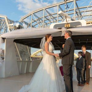Couple getting married aboard the Destiny